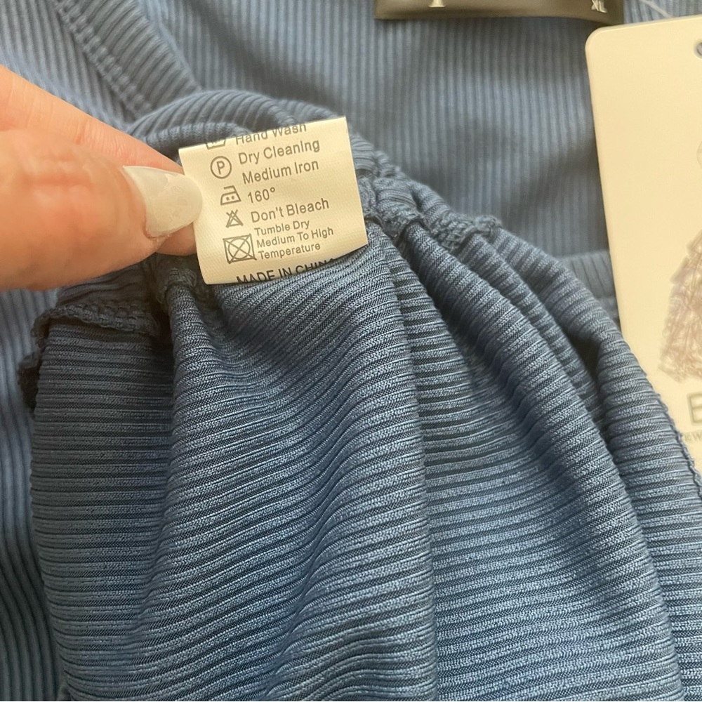 BTFBM Amazon Blue Ribbed Ruched Side Tie Dress - Picture 7 of 9